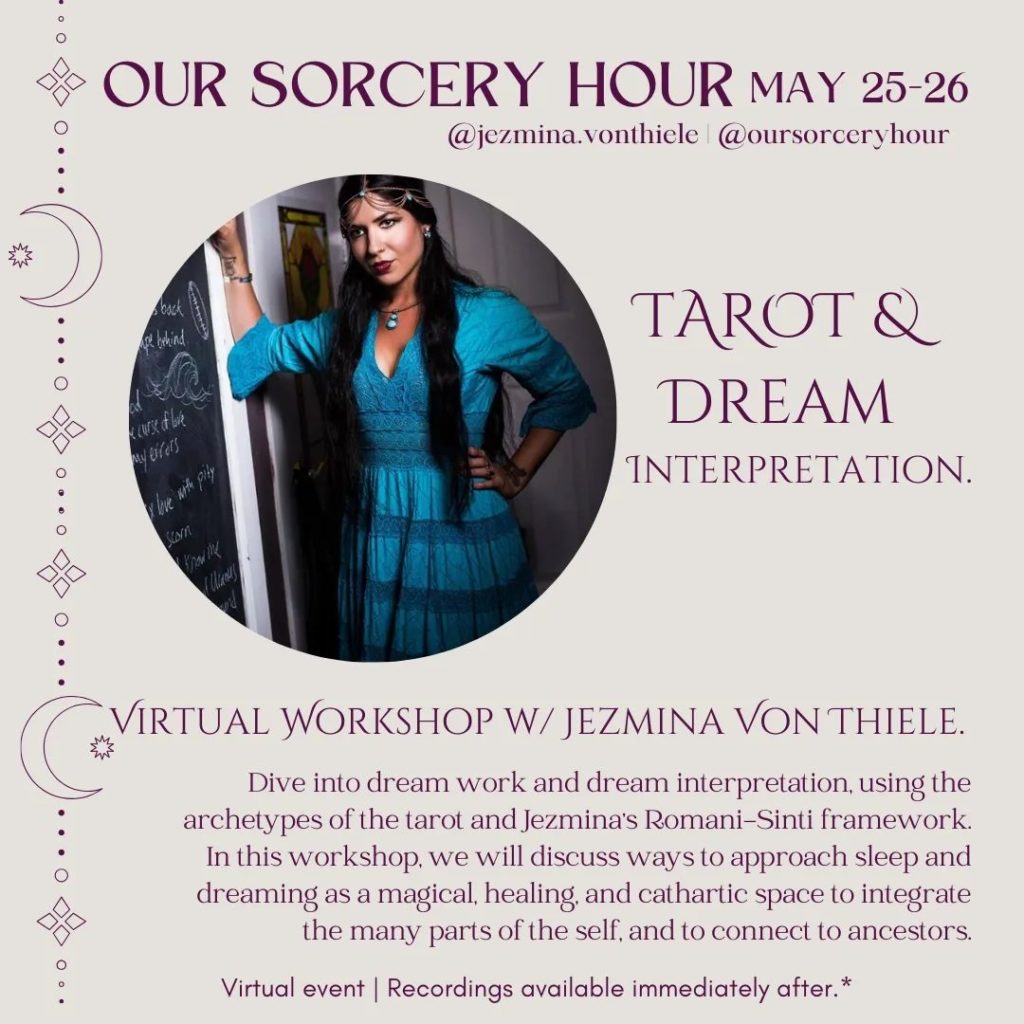 Jezmina Von Thiele

Tarot and Dream Divination 

Explore the archetypes of your dreams through the tarot and sink into a renewed self-care practice for sleep with Jezmina Von Thiele.